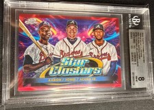 2025 Topps Cosmic Chrome - Triple Star Clusters  Aaron, Jones, Acuña Jr. RED /5