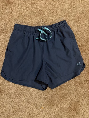 Huk Pursuit Volley 3.5” Fishing Shorts Womens Small Blue Drawstring
