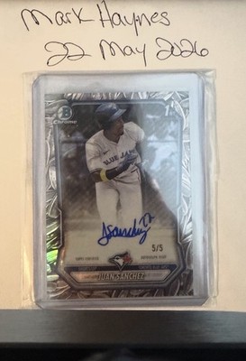 2026 Bowman - Juan Sanchez CPA-JS Snack Pack Sunflower Seed Refractor Auto /5 SP