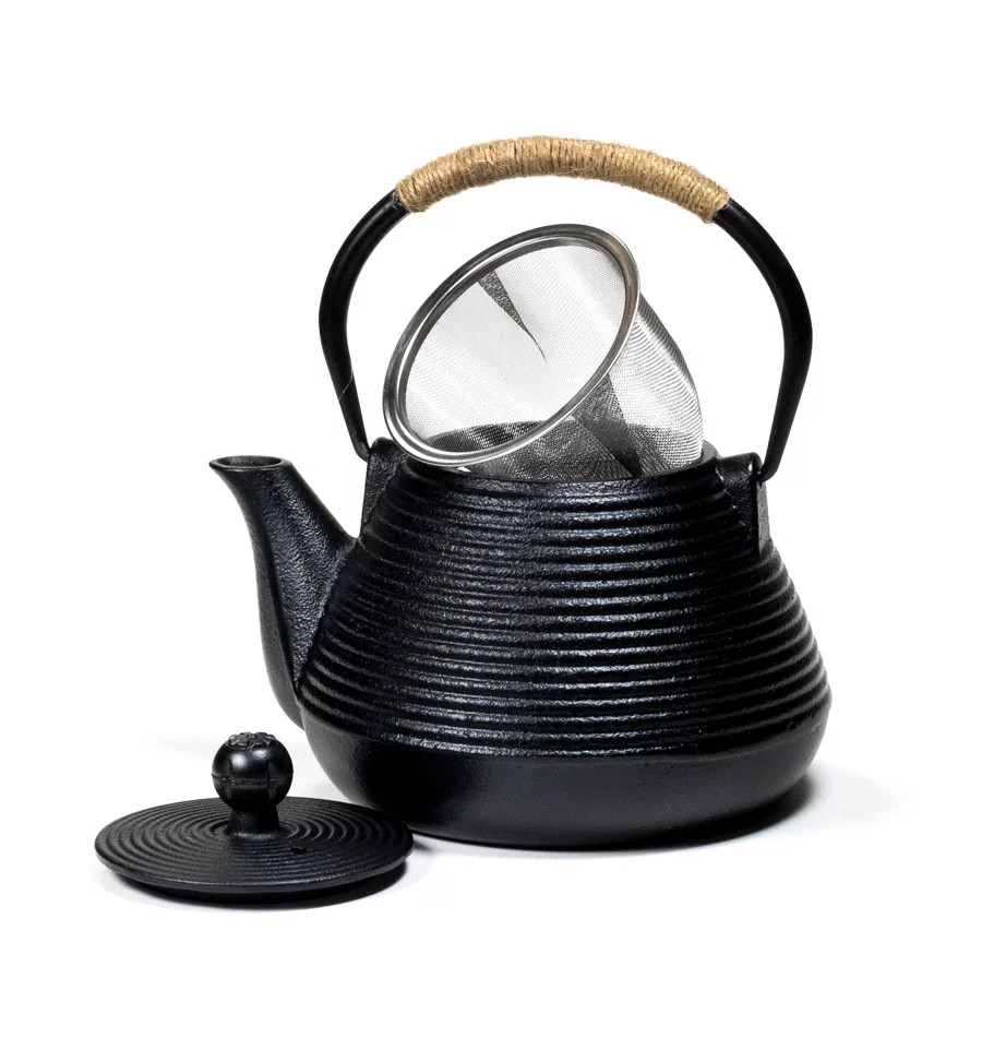 Théière en fonte noire tetsubin style japonais 1L pour l'art du thé traditionnel