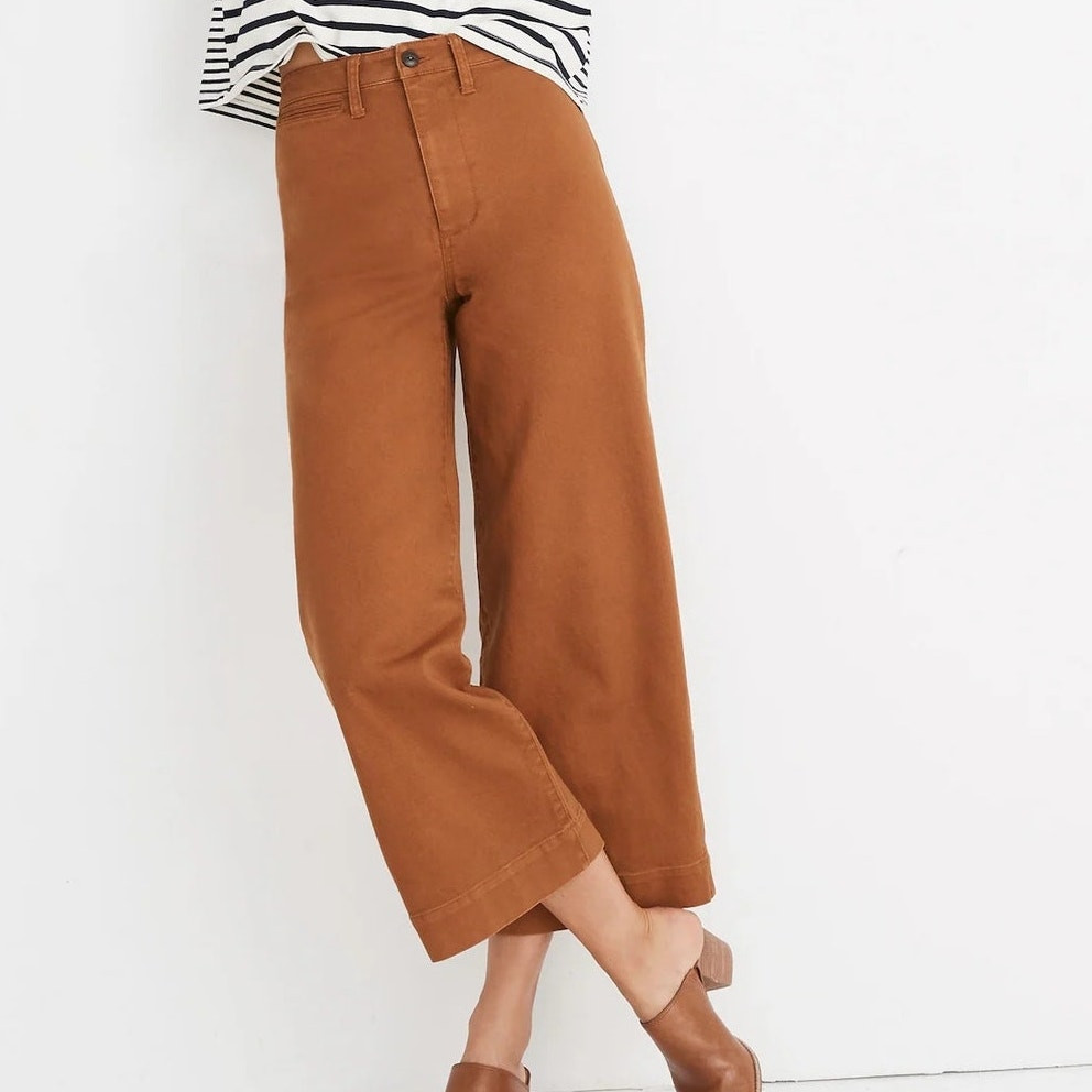 Madewell Womens Emmett Wide Leg Crop Pants 28x25 High Rise Cotton Stretch
