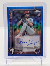 2025 Topps Chrome #RA-ML Max Lazar Rookie Autographs Blue Refractors #/150