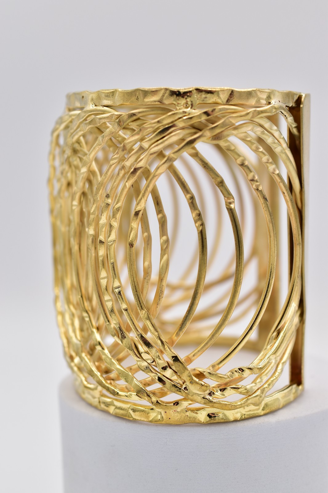 Vintage Statement Cuff Bangle Bracelet Wired Chun… - image 7