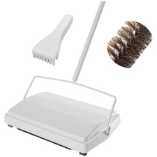 42-Inch Heavy-Duty Carpet Sweeper with Non-Electric Horsehair Bristles for Pets