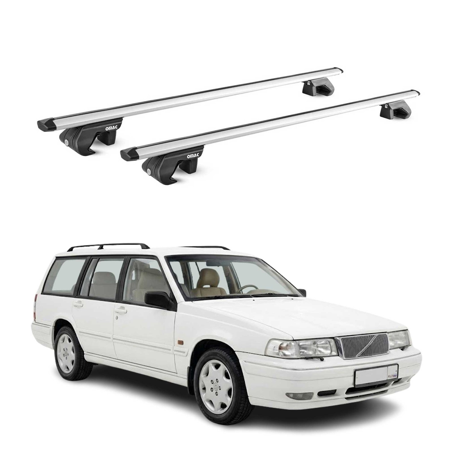 Barres de toit alu gris Volvo 960 Break 1990-1998 galerie transversale