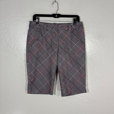 Pantalones Cortos de Golf Nike Para Mujer 6 Gris Argyle Dri-Fit Ligeros Bermudas 9 Entrepiernas Golf