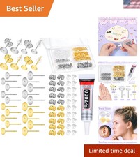 DIY Earring Making Kit: 600 pcs Stainless Steel Posts Adhesive for Creators