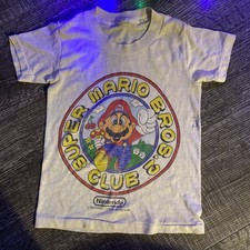 Vintage Nintendo Super Mario Bros 2 Club Shirt Youth White 1988 Graphic 80s RARE