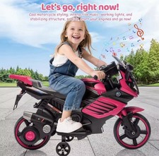 6V Kids Electric Motorcycle   Ride-On Toy with Training Wheels