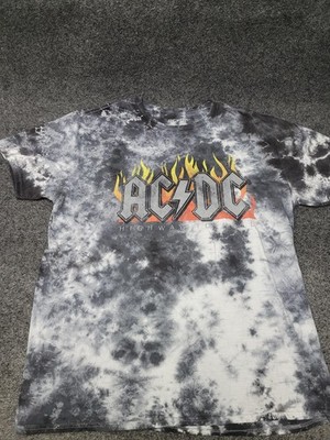 AC/DC Highway To Hell Shirt Womens 1X Black White Tie Dye Band Rock Graphic Tee
