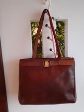 Salvatore Ferragamo borsa tote vintage in pelle marrone Gator-goffrata ferramenta oro