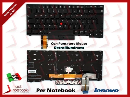 Tastiera Italiana per Lenovo ThinkPad T490 E490 E495 T495   - Retroilluminata