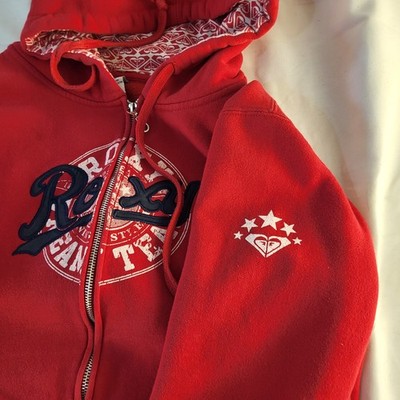 Vintage Y2K Roxy Red Women's Large Skater Emo Hoodie 