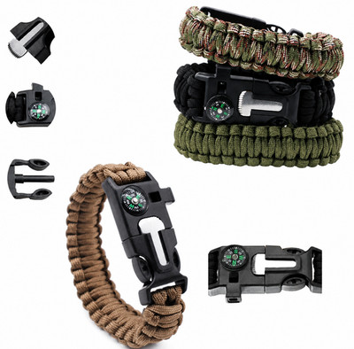 5-in-1 Survival Armband Paracord Überlebensarmband Outdoor Camping Feuerstahl
