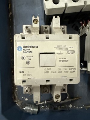 Westinghouse Size 4 Starter A201K4CA 135 Amp 460/575 Volt 100 HP 120 Volt Coil