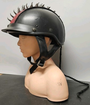 Spiked Novelty Motorcycle Helmet Red Leather Spikes And Braind Size Lg  5960cm | eBay