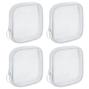 4 Pieces Mini Zipper Nylon Mesh Pouch, Mesh Cosmetic Bags Makeup Bags, Multip... - Picture 1 of 6
