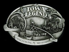 TH15169 NOS VINTAGE 1984  THE IOWA LEGEND  STATE COMMEMORATIVE BELT BUCKLE
