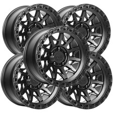 Set Of 5 Lock Off-road Lunatic 17x9 6x5.5 1mm Matte Black Wheels Rims