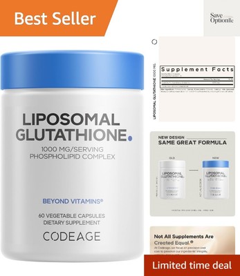 Glutathione Supplement 1000 mg 120 Capsules Codeage Liposomal Reduced Pills