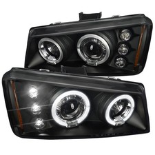 Black Fits 2003-2007 Silverado Avalanche Led Halo Projector Headlights Lamps Lr