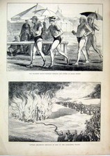 Old Antique Print 1876 Walking Perkins Howse Lillie Captain Ahlstrom Fire 19th