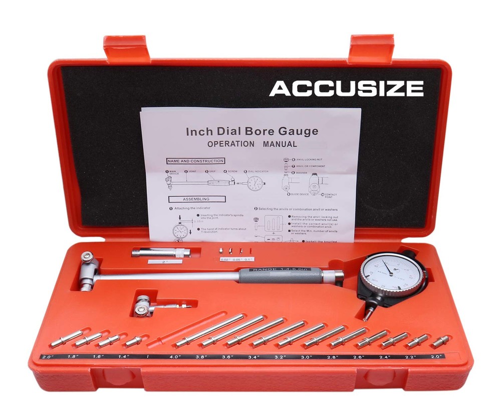 Accusize 1.4-6 Inch Dial Bore Gauge Set for Precision Measuring