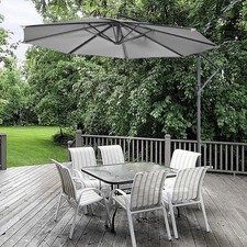 3M Large Round Garden Parasol Patio Sun Shade Umbrella Aluminium Crank Tilt Shed