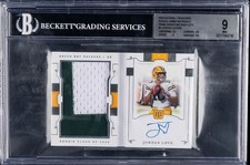 2020 NATIONAL TREASURES JUMBO PRIME SIGNATURES JORDAN LOVE RC /99 BGS 9 AUTO 10