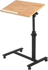 Overbed Bedside Desk Mobile Rolling Laptop Stand Tilting Overbed Table W/ Wheels