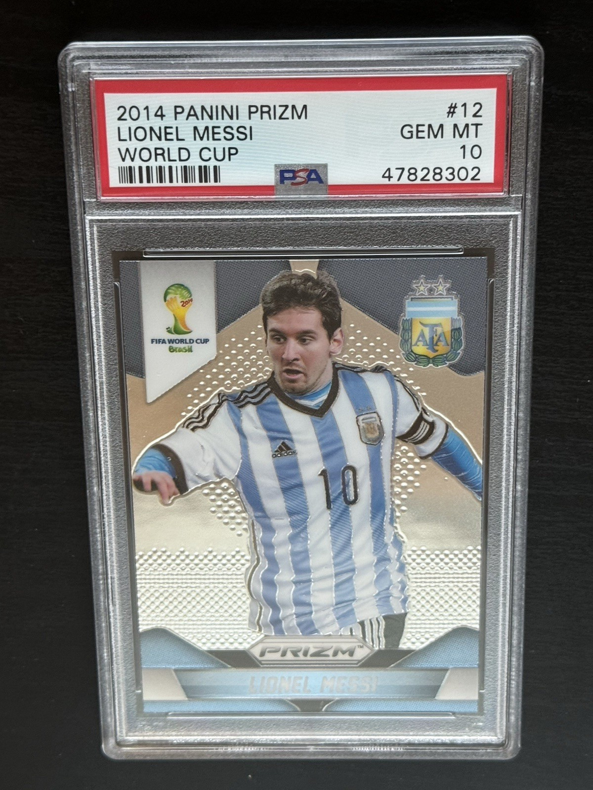 2014 Panini Prizm World Cup Soccer #12 Lionel Messi Argentina PSA 10 view 7