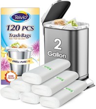 2 Gallon 120 Counts Strong Trash Bags Garbage Bags by Bathroom Trash Can Bin L