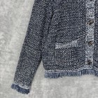 Ann Taylor Sequin Navy Shimmer Button Front Fringe Knit Jacket Size XSP NEW NWOT — photo 5