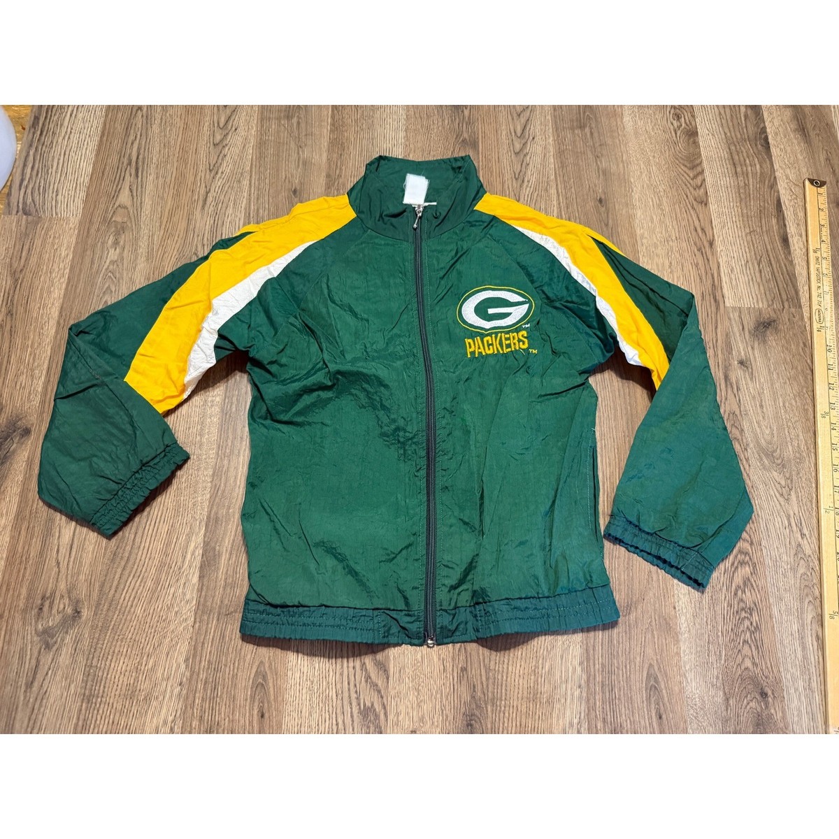 Vintage Green Bay Packers Windbreaker Jacket Green Yellow Full Zip