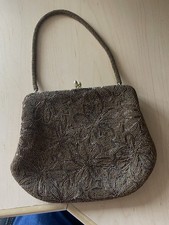 1950S Vintage Beaded Handbag With Beaded Strap.
