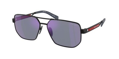 Prada Linea Rossa PS 51ZS matte black dark blue mirror v 1BO70A Sunglasses