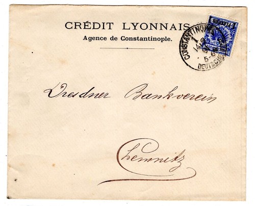 Turkey 1891 Beautiful Letter CREDIT LYONNAIS (DA1659)