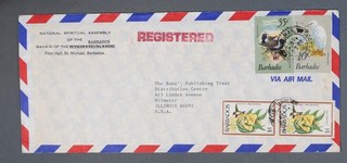 Mayfairstamps Barbados 1970 Pair Christmas Hope $1 Registered to Wilmette IL Cov