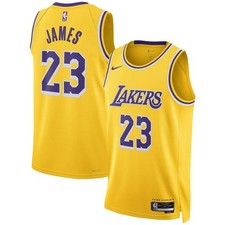 Los Angeles Lakers LeBron James Nike Gold Swingman Jersey Icon Edition 2XL NWT 