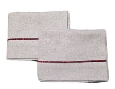 Set of 2 Grey Flannel PillowCases W/plaid Trim 20 X 28.5 Standard Only