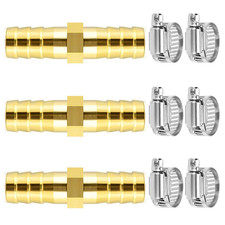 3 Pcs 3/8" 10Mm Barb Splicer Mender Hose Brass Barb Fitting with 6 Pcs Stainles