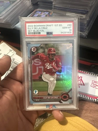 PSA 10 2022 Bowman Draft 1st Edition Elly de La Cruz #BD-80 Sky Blue Foil (RC)