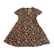 Madewell Women’s Size 6 Brown Floral Viola Wrap Dress Viscose Casual Boho Mini