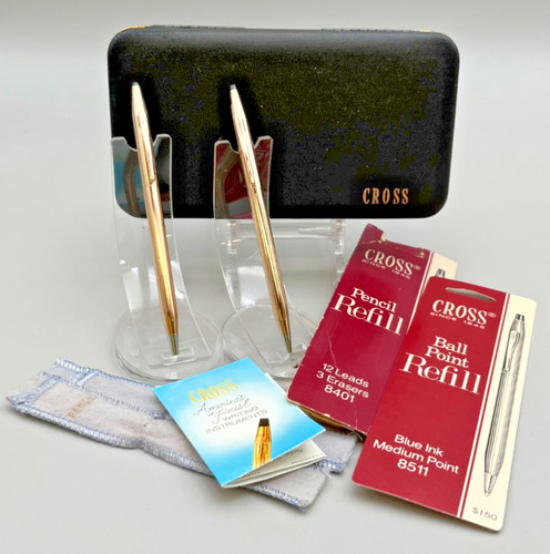 Cross 1/20 14K Gold Filled Pen & Pencil w/box, manual, refills 🇺🇸 NO ENGRAVING