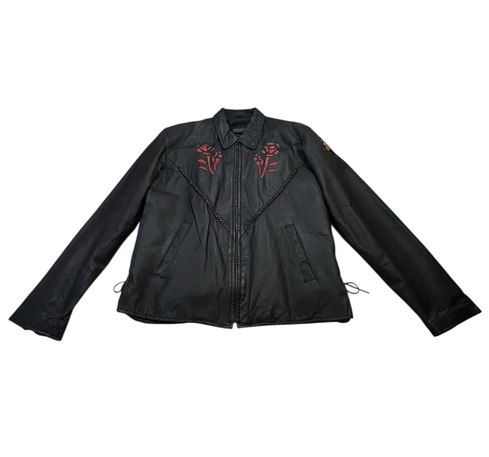 VTG Leather Biker Jacket Roses Harley 44 Inch Bust Women’s XL-XXL - Image 3 of 4