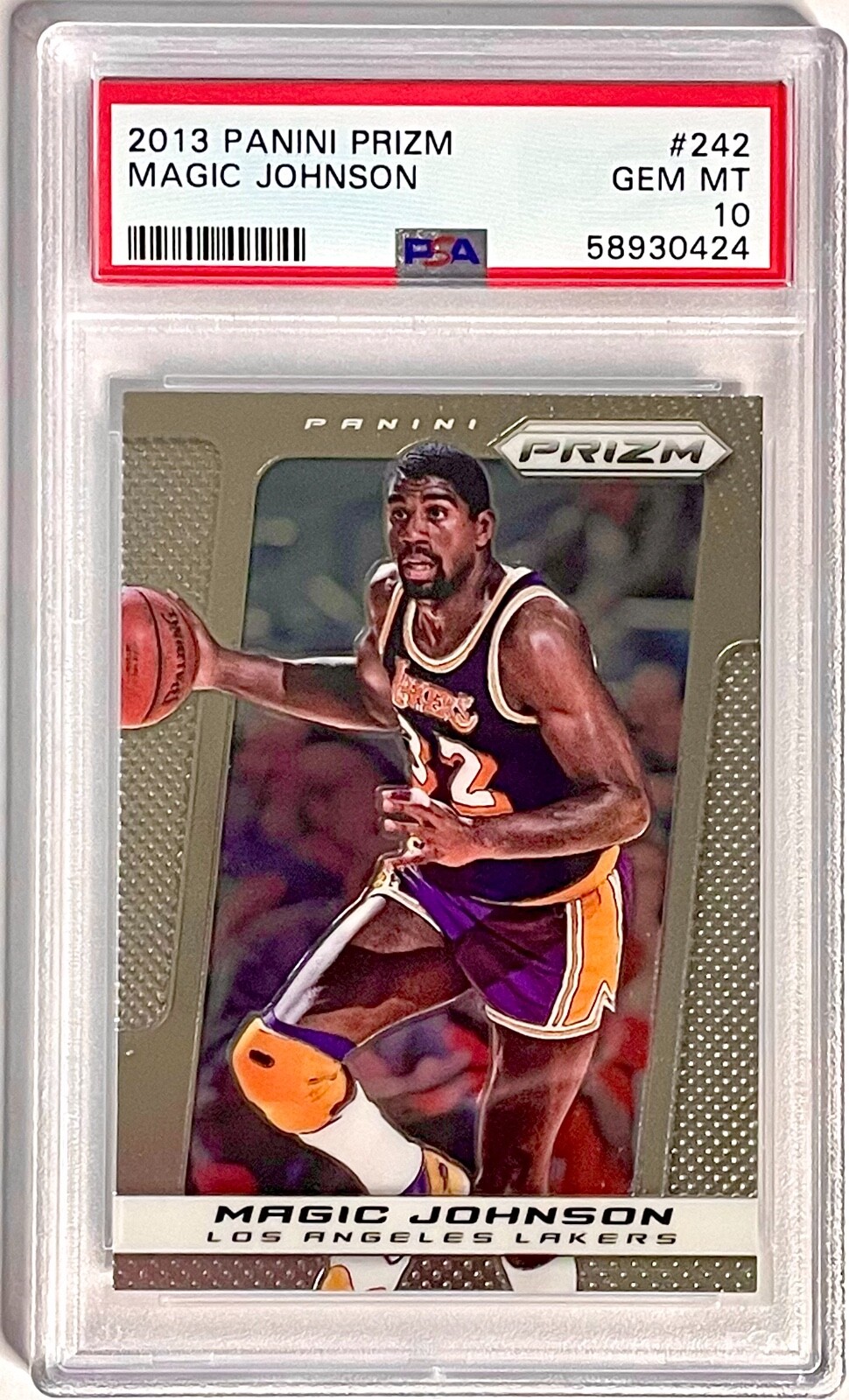 2013 13/14 PANINI PRIZM MAGIC JOHNSON CARD PSA 10 GEM MINT #242 LAKERS HOF