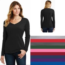 Port & Company ® Ladies Long Sleeve Fan Favorite V-Neck Tee LPC450VLS XS-4XL
