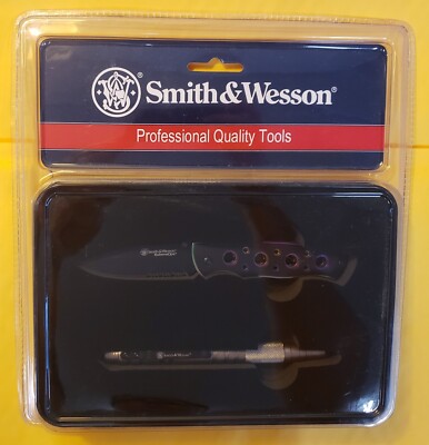 Smith & Wesson Knife and Pen Gift Tin Set (SWPROM-15-13CP)