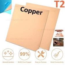 PURE COPPER SHEET 0.1mm - 6mm Thickness Guillotine Cut Metal - Multiple Sizes