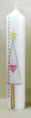 Adventskerze ''Motiv Baum''24 Tage*Adventskalender-Kerze*Advents-Kerze*Ø=5 cm